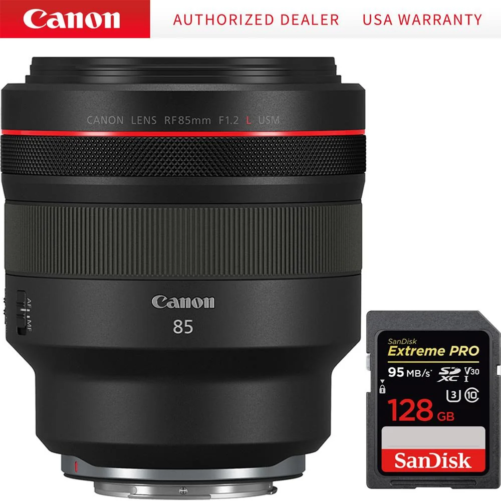 Canon RF 85mm F1.2 L USM Lens for EOS R System RF Mount + 128GB Memory Card - Image 10