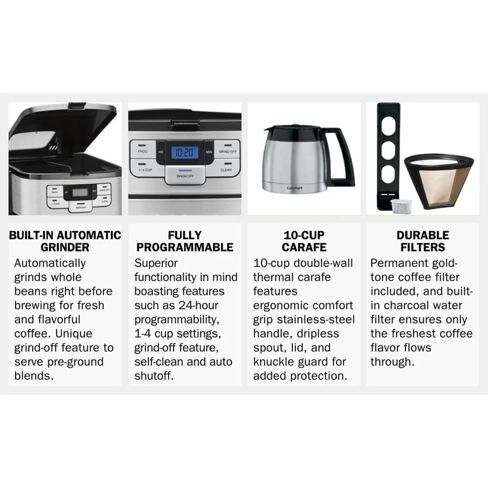 Cuisinart 10-Cup Automatic Grind and Brew Thermal Coffeemaker (DGB-450) - Open Box - Image 11