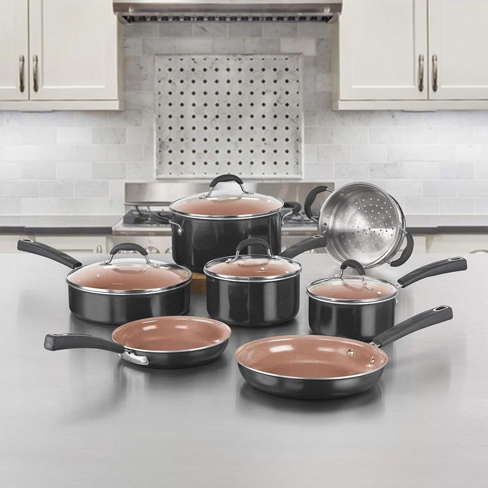 Cuisinart 11pc Ceramica XT Non-Stick Cookware Set + Knife Set + Cutting Board Bundle - Image 11