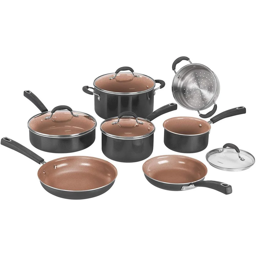 Cuisinart 11pc Ceramica XT Non-Stick Cookware Set + Knife Set + Cutting Board Bundle - Image 2