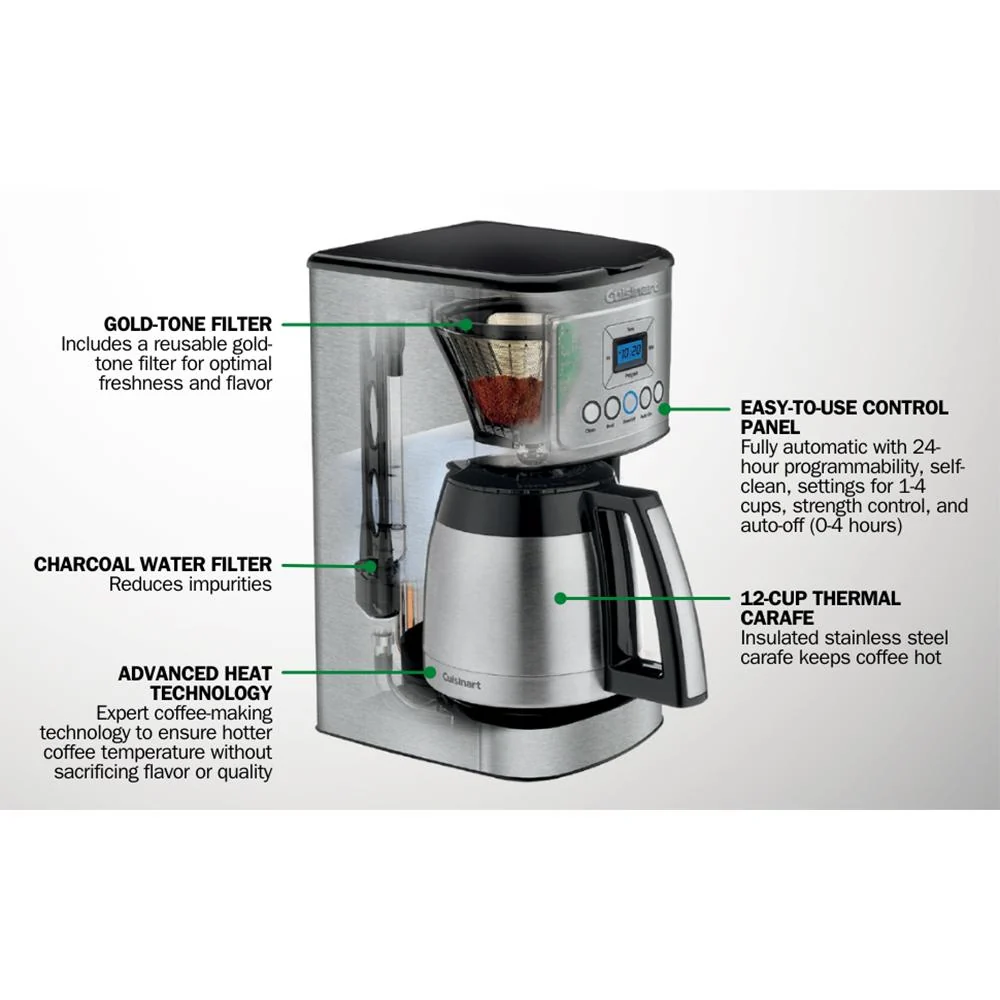 Cuisinart 12 Cup Programmable Thermal Coffee Maker DCC-3400 - Open Box - Image 9