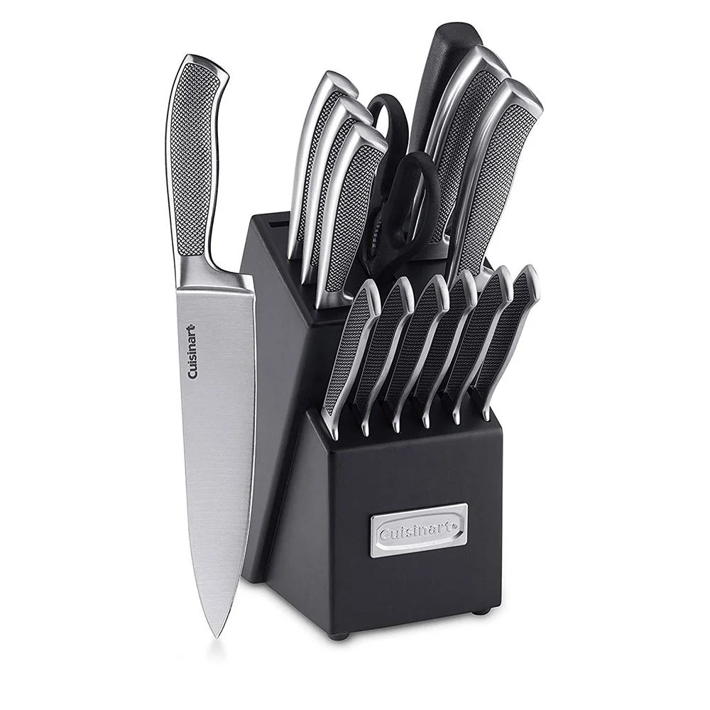 Cuisinart 15-Piece Cutlery Knife Block Set Steel with Knife Sharpener and Gloves - Image 2