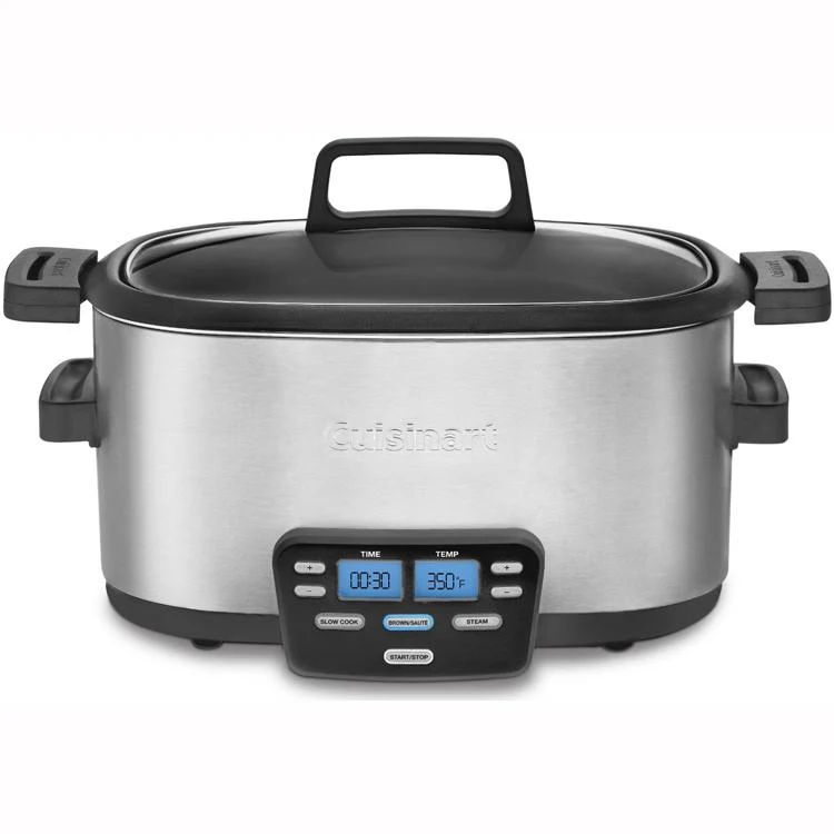 Cuisinart 6 Quart 3-In-1 Cook Central Multicooker Slow Cooker Steamer, Refurbished