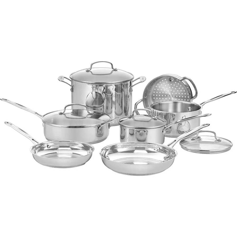 Cuisinart Chef's Classic Stainless 11 Pc Cookware Set with Chef's Knife Bundle - Image 2