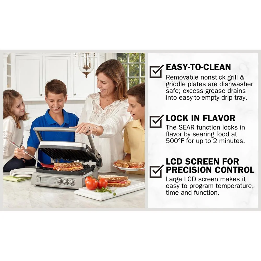 Cuisinart Elite Griddler/Grill; Stainless Steel - GR-300WSP1 - Open Box - Image 12