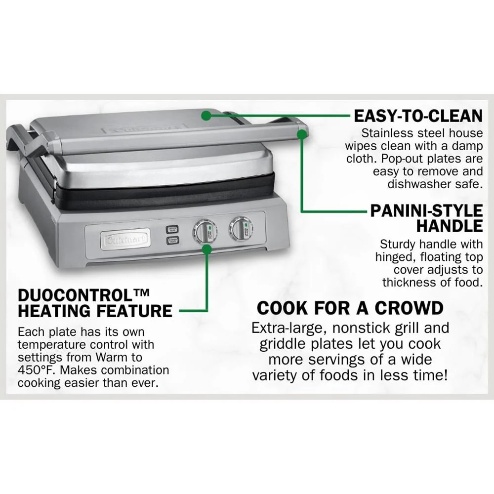 Cuisinart GR-150 Griddler Deluxe - Brushed Stainless - Open Box - Image 11