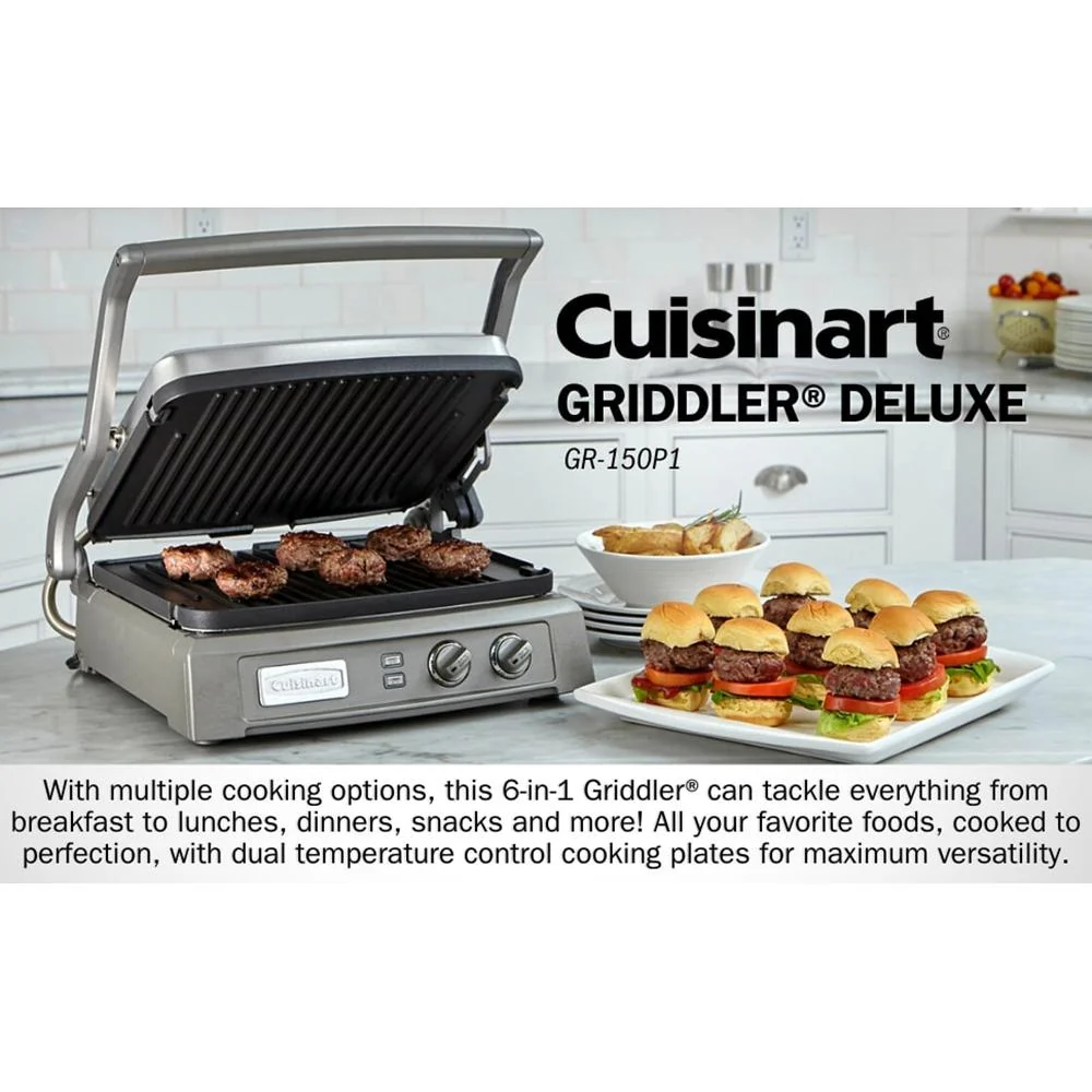 Cuisinart GR-150 Griddler Deluxe - Brushed Stainless - Open Box - Image 8