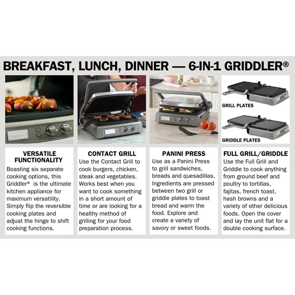 Cuisinart GR-150 Griddler Deluxe - Brushed Stainless - Open Box - Image 9