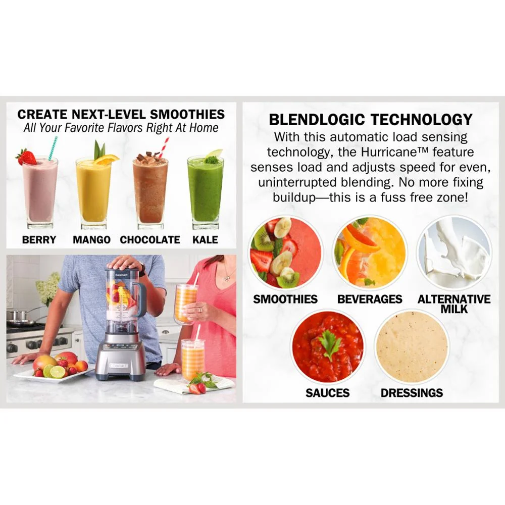 Cuisinart Hurricane Velocity Blender, 2.25 Peak, Gray (Refurbished) - Image 11