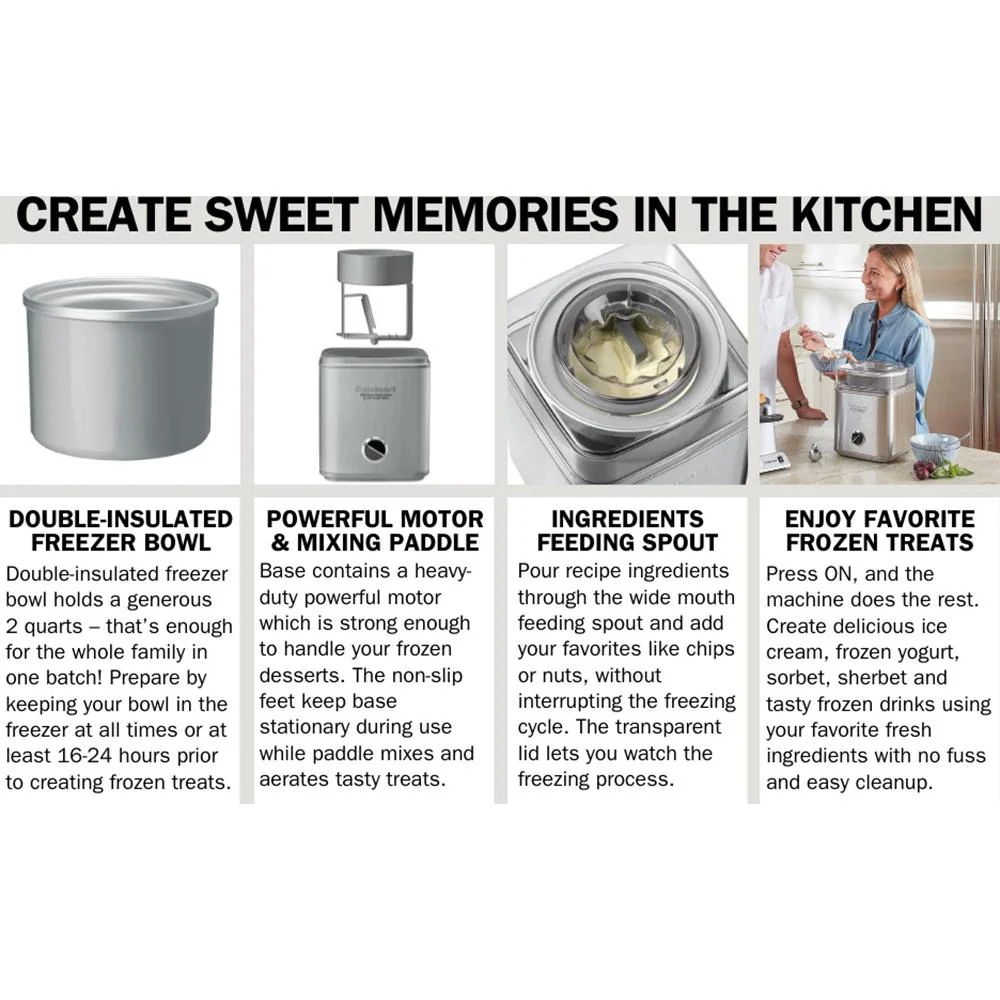 Cuisinart Pure Indulgence 2 Qt. Frozen Yogurt-Sorbet & Ice Cream Maker Open Box - Image 11