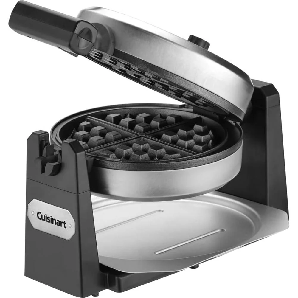 Cuisinart Single Belgian Round Waffle-Iron Maker in Black/Stainless - WAF-F10B - Open Box