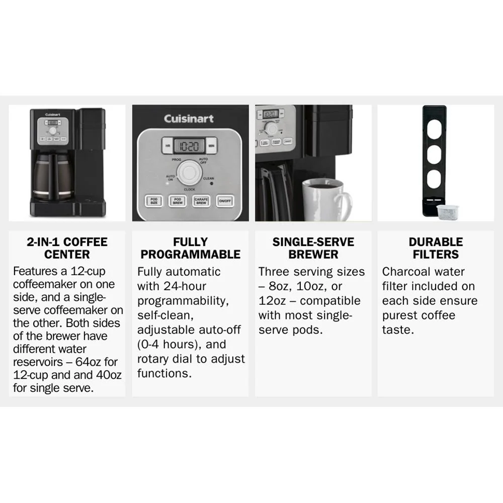 Cuisinart  SS-12 Coffee Center Brew Basics (Black/Silver) - Open Box - Image 6