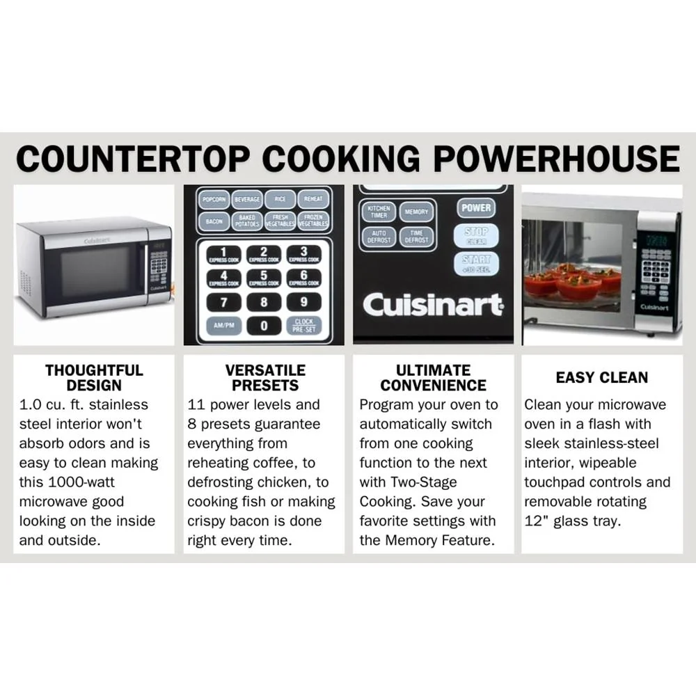 Cuisinart Stainless Steel Microwave (CMW-100) 1 Cu. Feet - Open Box - Image 7