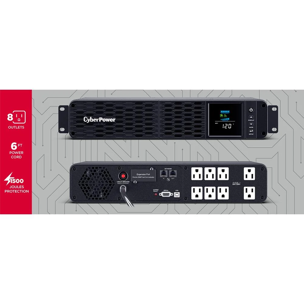 CyberPower 1500VA/1000W PFC Sinewave UPS System in Black- CP1500PFCRM2U - Image 7