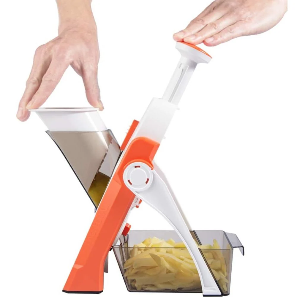 Dash Safe Slice Mandoline Slicer, Dicer, Orange + Knife Set + Cutting Board Bundle - Image 4
