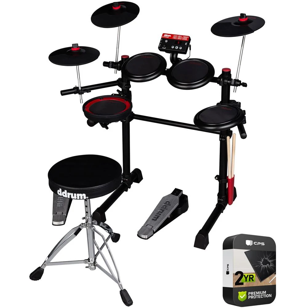 DDRUM Complete Electronic Drum Set w/ Mesh Drum Heads Black/Red+2 Year Warranty