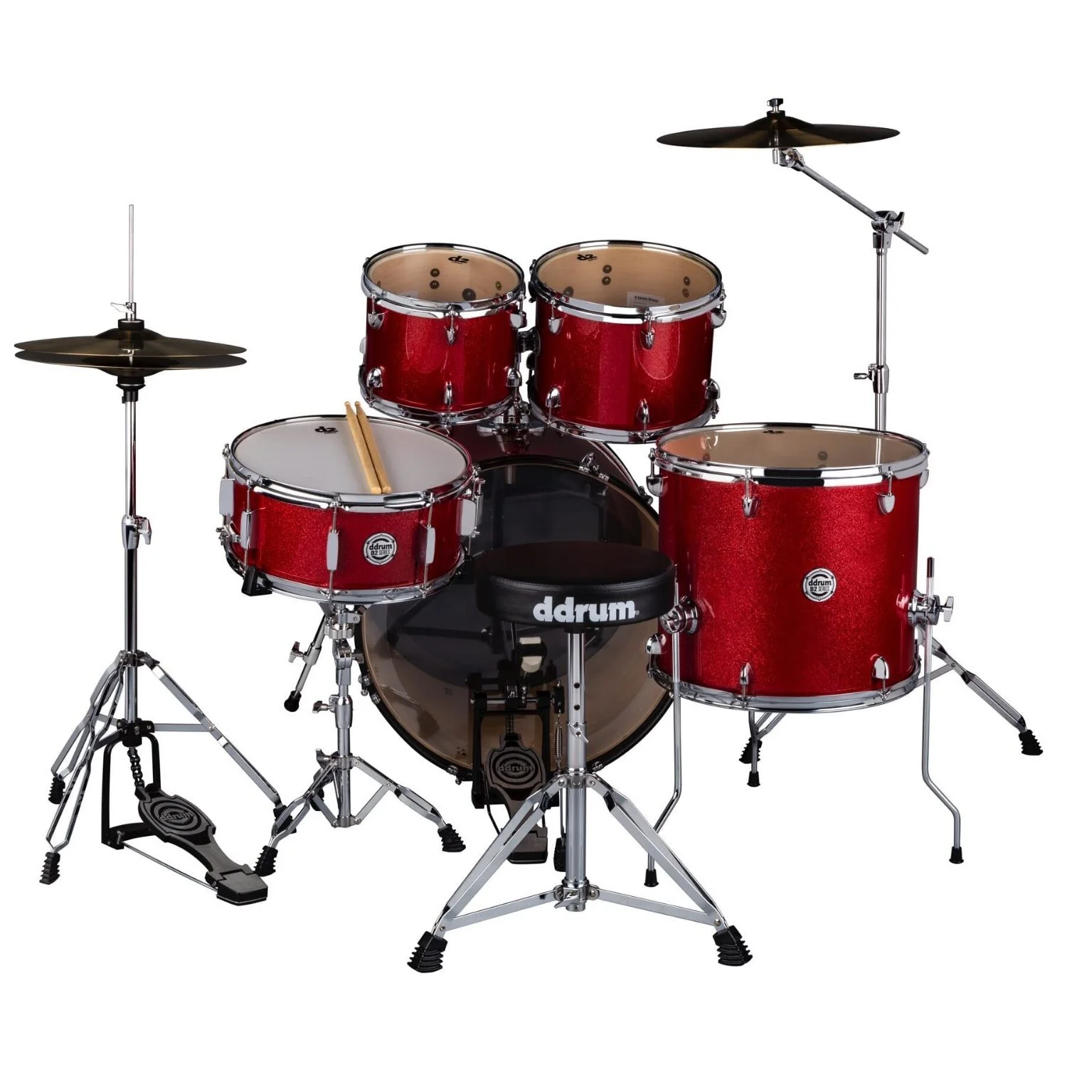 DDRUM D2 5-piece Complete Drum Kit with Throne, Red Sparkle - D2 522 RSP - Image 3