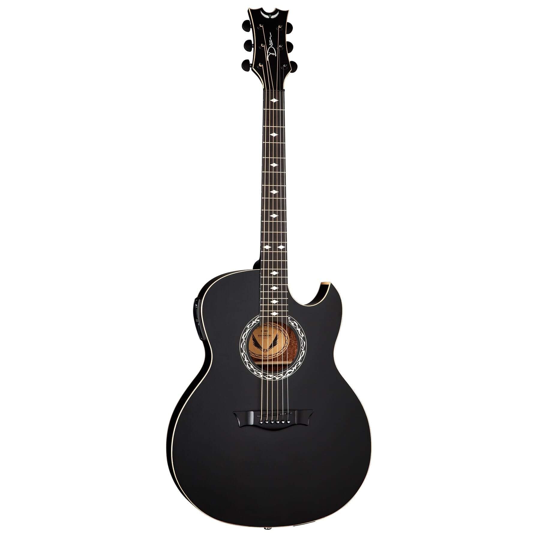 Dean Exhibition Quilt Acoustic Electric Guitar, Black Satin (Right Handed) - Image 2