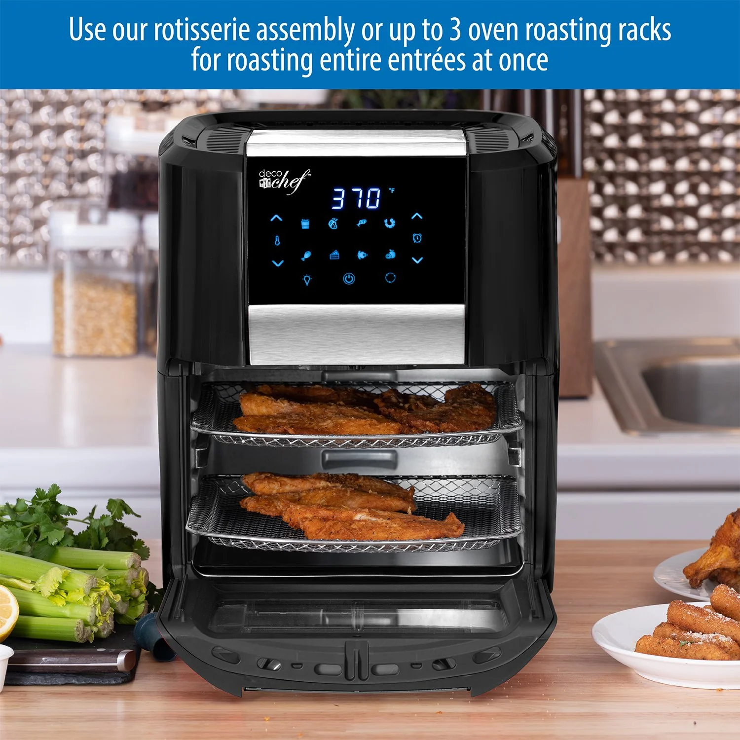 Deco Chef 12.7QT Air Fryer Oven, Black with Accessories + Bonus Deco Chef 12 Piece Set - Image 6