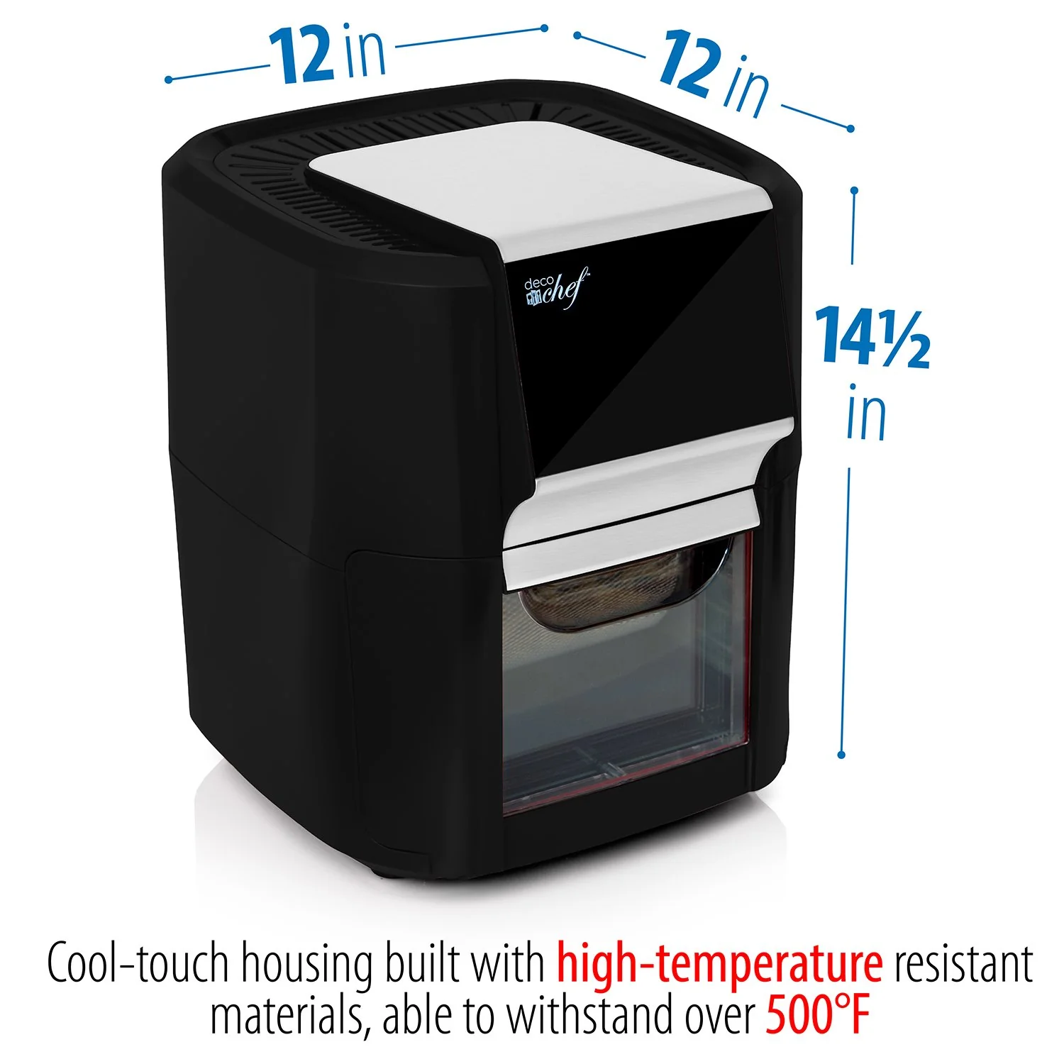 Deco Chef 12.7QT Digital Air Fryer Oven, with 3 Racks, Rotisserie, 8 Meal Presets, Black - Image 7