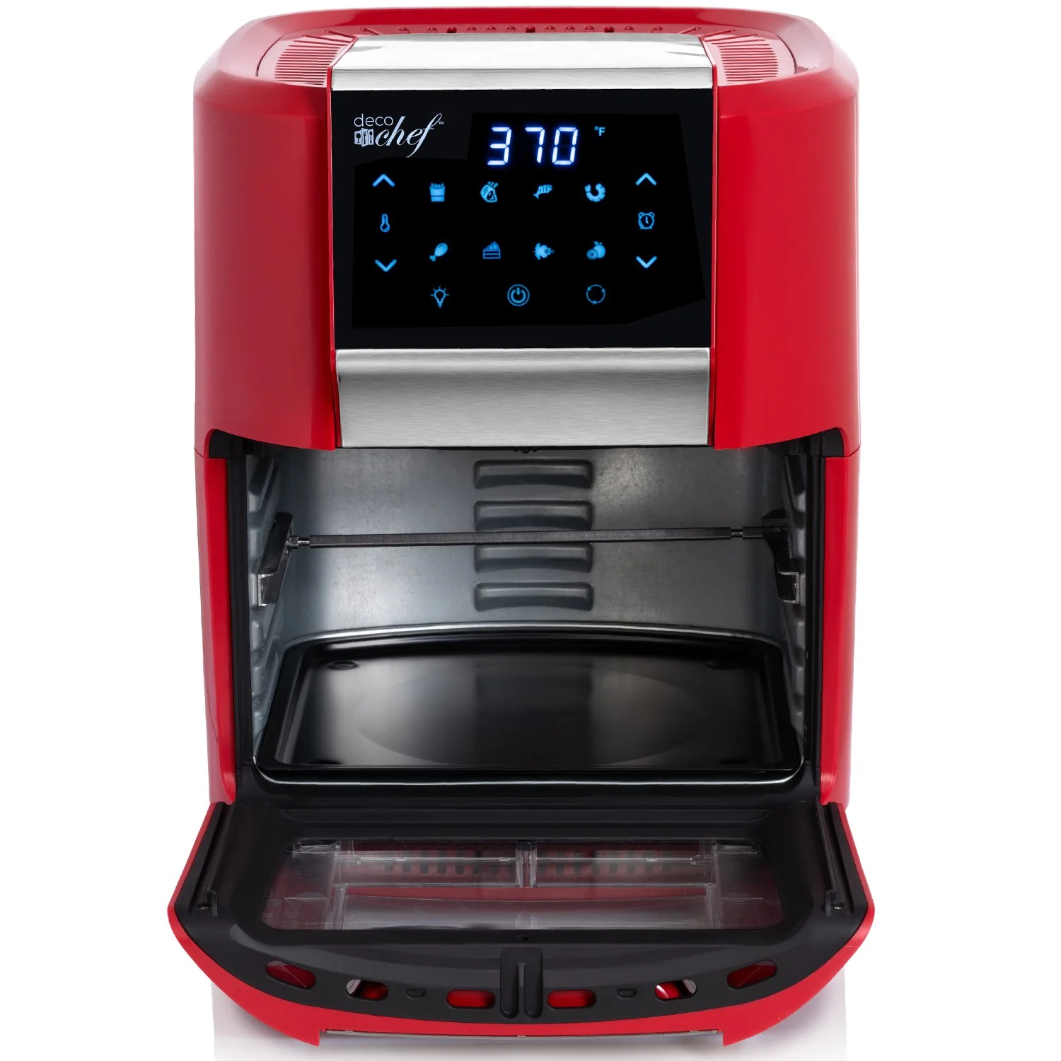 Deco Chef 12.7QT Digital Air Fryer Oven, with 3 Racks, Rotisserie, 8 Meal Presets, Red - Image 4