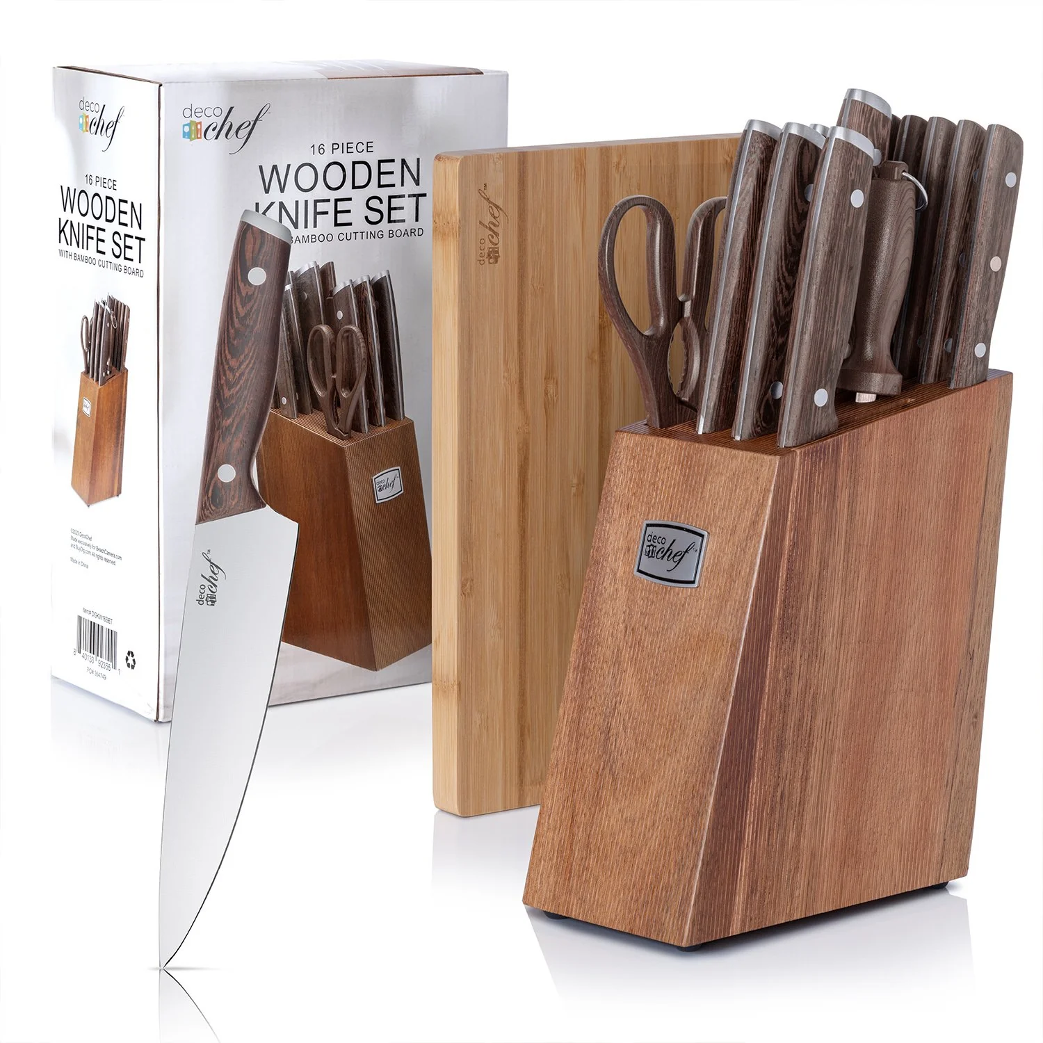 Deco Chef 16 Piece High-Grade Stainless Steel Kitchen Knife Set with Block & Cutting Board - Image 5