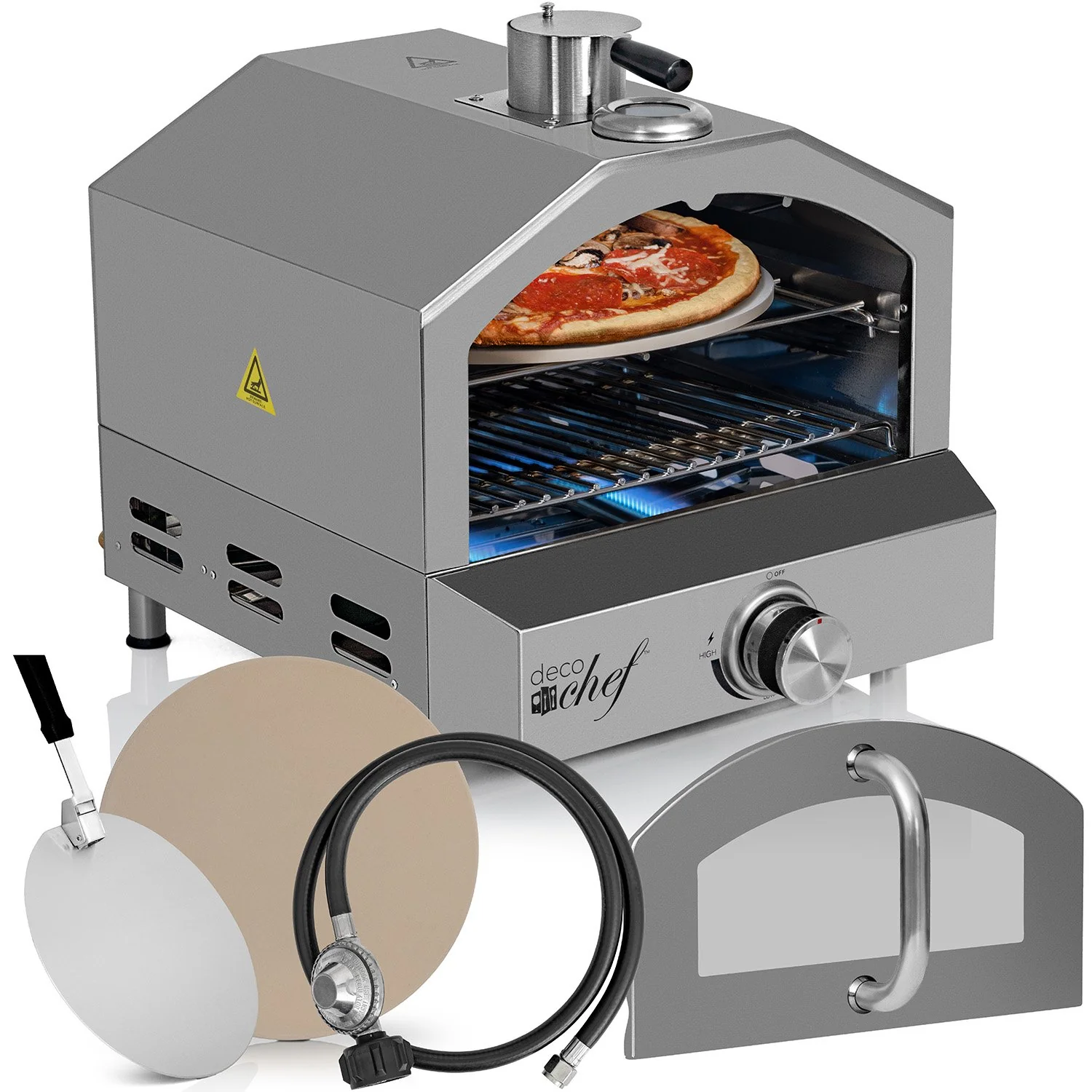 Deco Chef 2-in-1 Propane Gas Pizza Oven & Grill, Portable, with Pizza Stone, Peel, Rack - Image 11