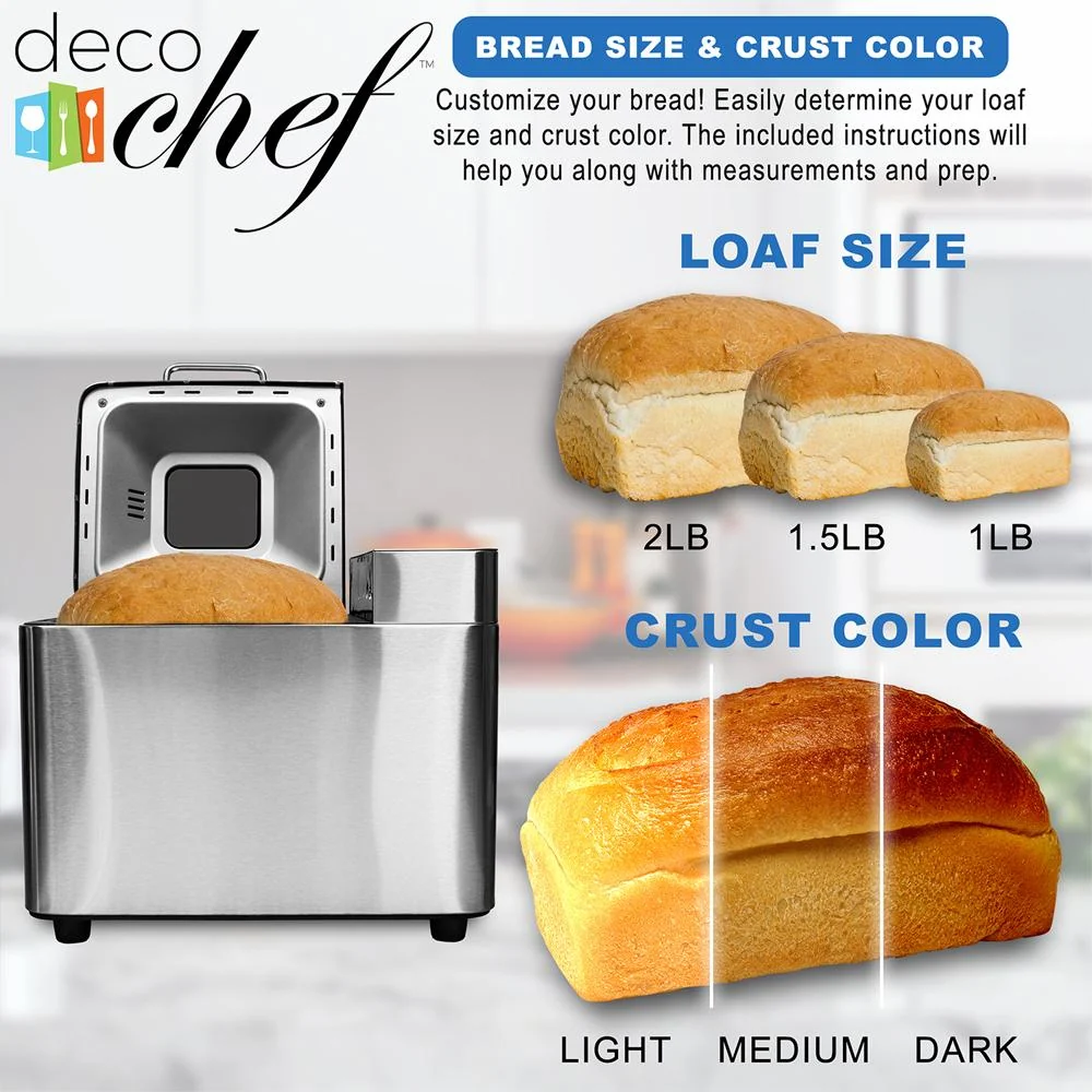Deco Chef 2 LB Stainless Steel Bread Maker with Smart Cooking Programs+Warranty - Image 12