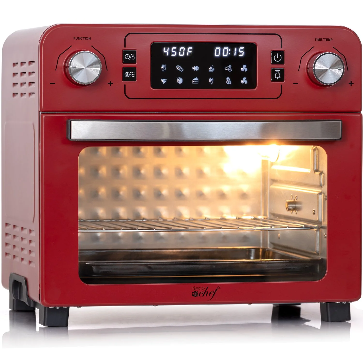 Deco Chef 24QT Countertop Toaster Air Fryer Oven, Red + Bonus Deco Chef 16 Piece Knife Set - Image 2