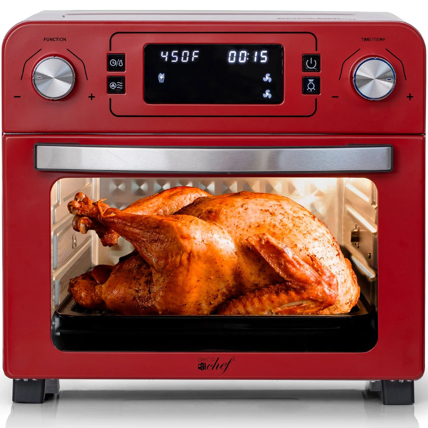 Deco Chef 24QT Countertop Toaster Air Fryer Oven, Red + Bonus Deco Chef 16 Piece Knife Set - Image 4
