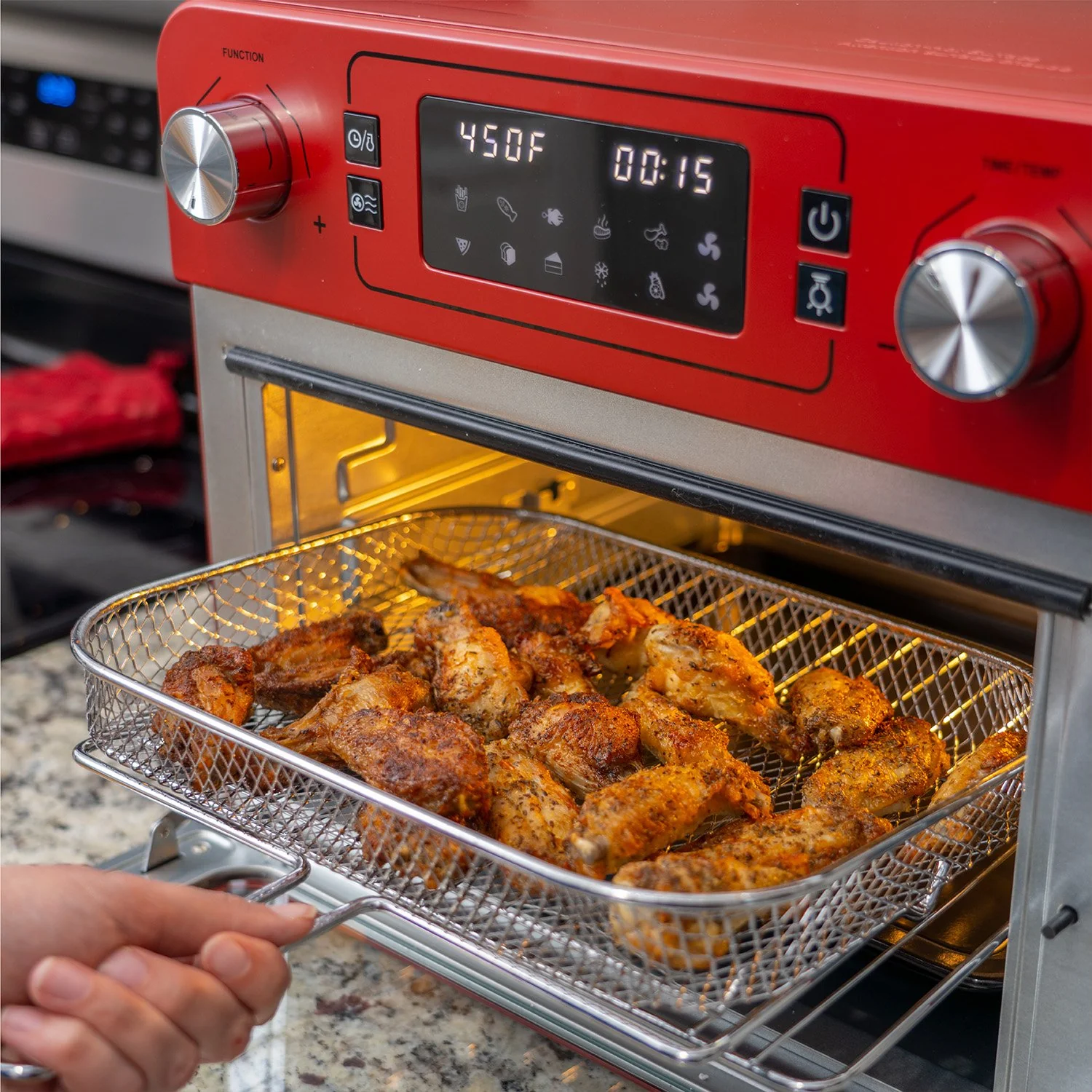 Deco Chef 24QT Countertop Toaster Air Fryer Oven, Red + Bonus Deco Chef 16 Piece Knife Set - Image 7