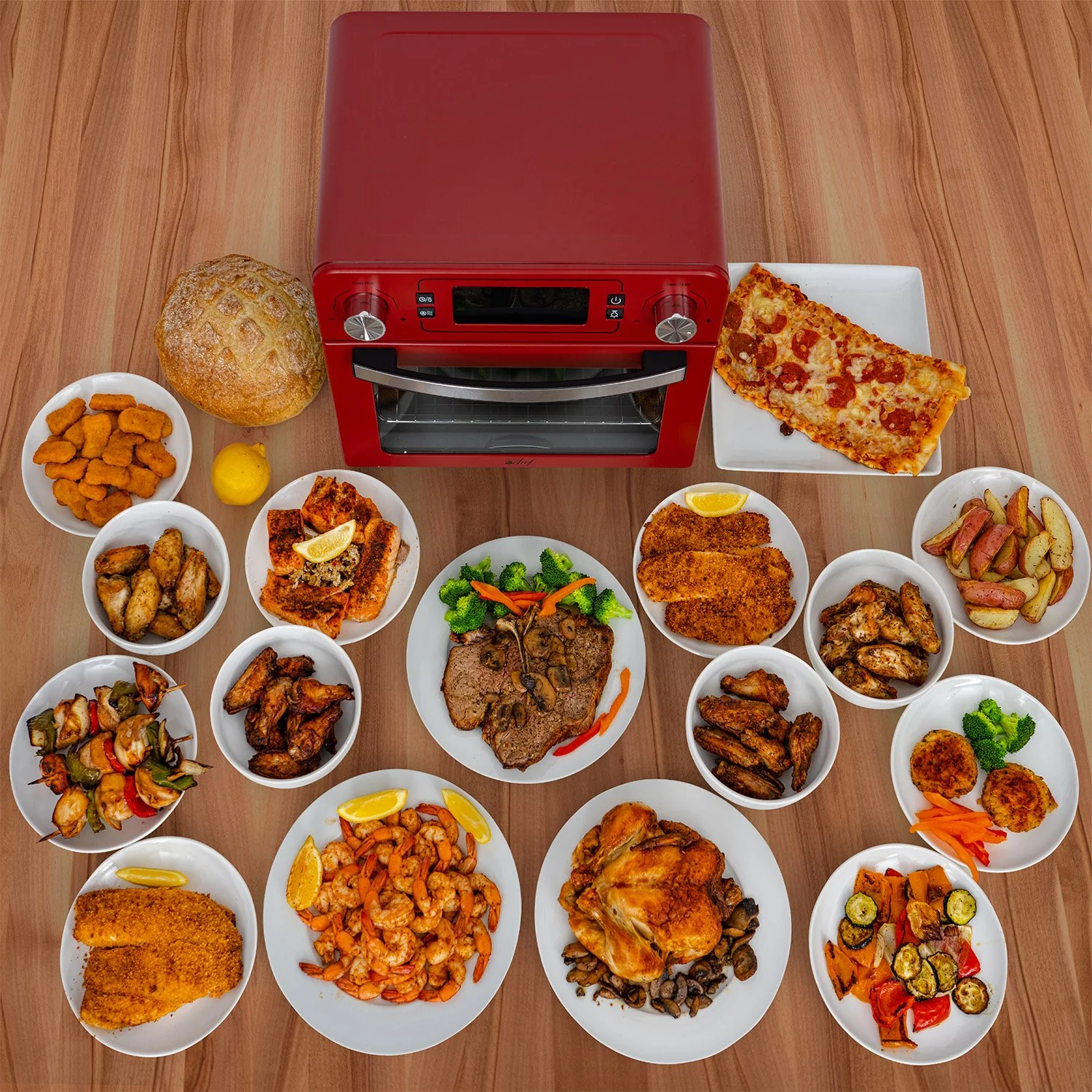 Deco Chef 24QT Countertop Toaster Air Fryer Oven, Red + Bonus Deco Chef 16 Piece Knife Set - Image 8
