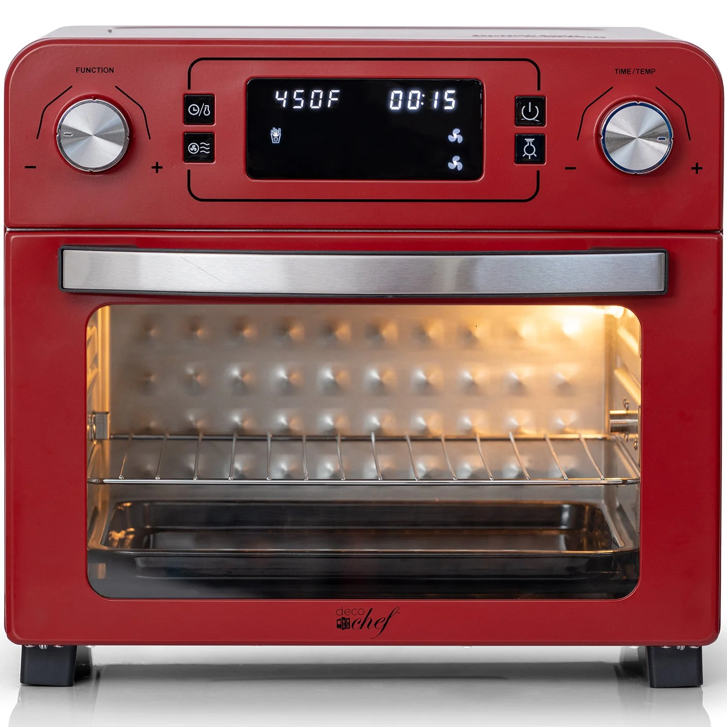Deco Chef 24QT Stainless Steel Countertop Toaster Air Fryer Oven Red +6Pcs Knife Set Black - Image 6