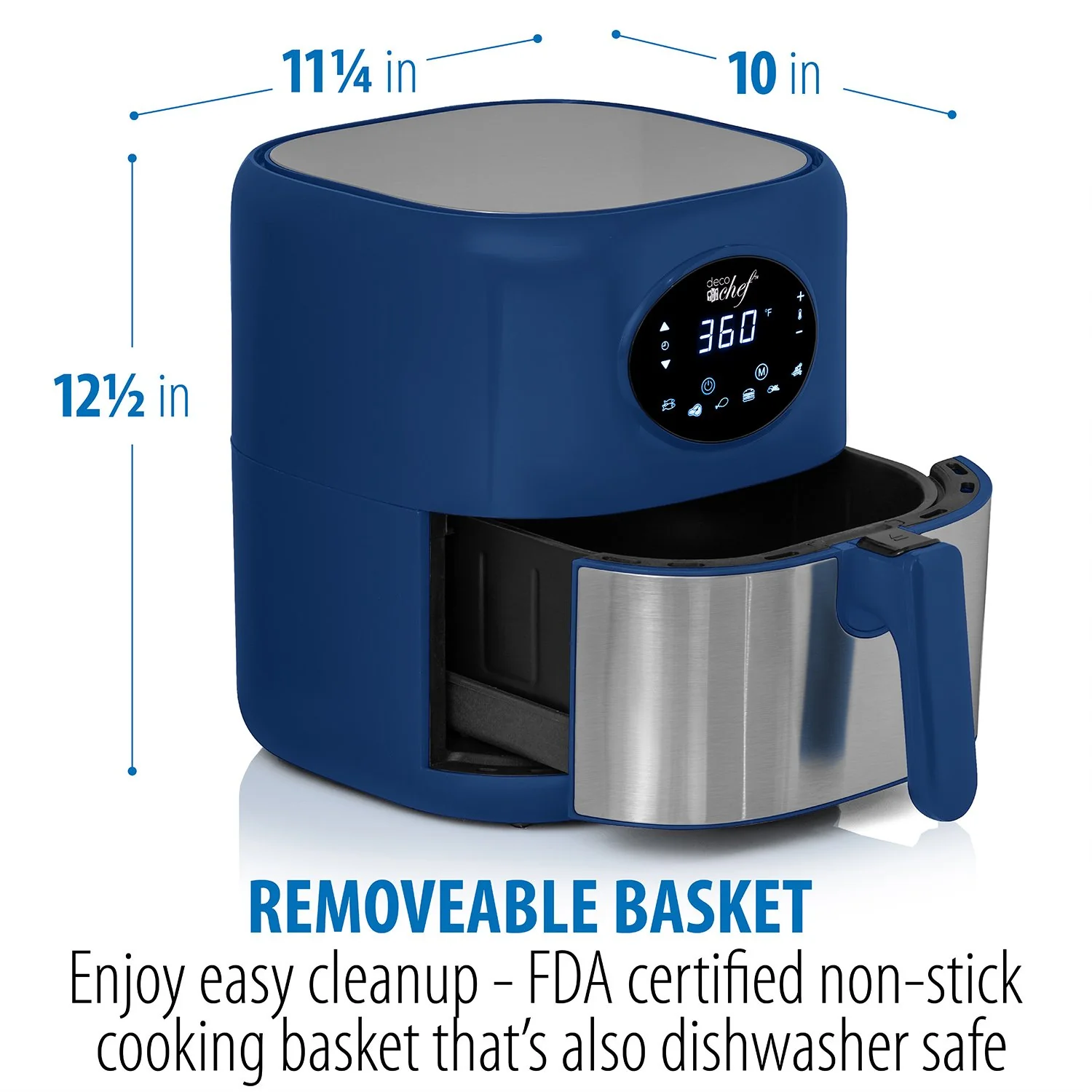 Deco Chef 3.7QT Digital Air Fryer + 6 Cooking Presets, Blue + Deco Chef 16-Piece Knife Set - Image 12