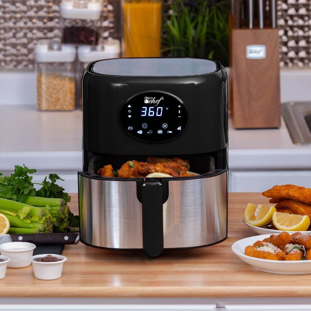 Deco Chef 3.7QT Digital Air Fryer (Black) Bundle with Gourmet 12-Piece Knife Set - Image 2