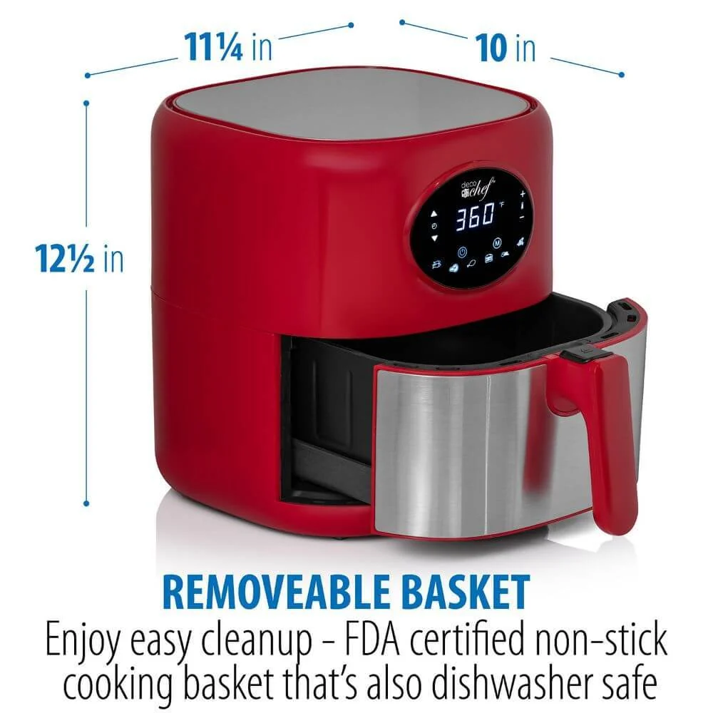 Deco Chef 3.7QT Digital Air Fryer (Red) Bundle with Gourmet 12-Piece Knife Set - Image 5