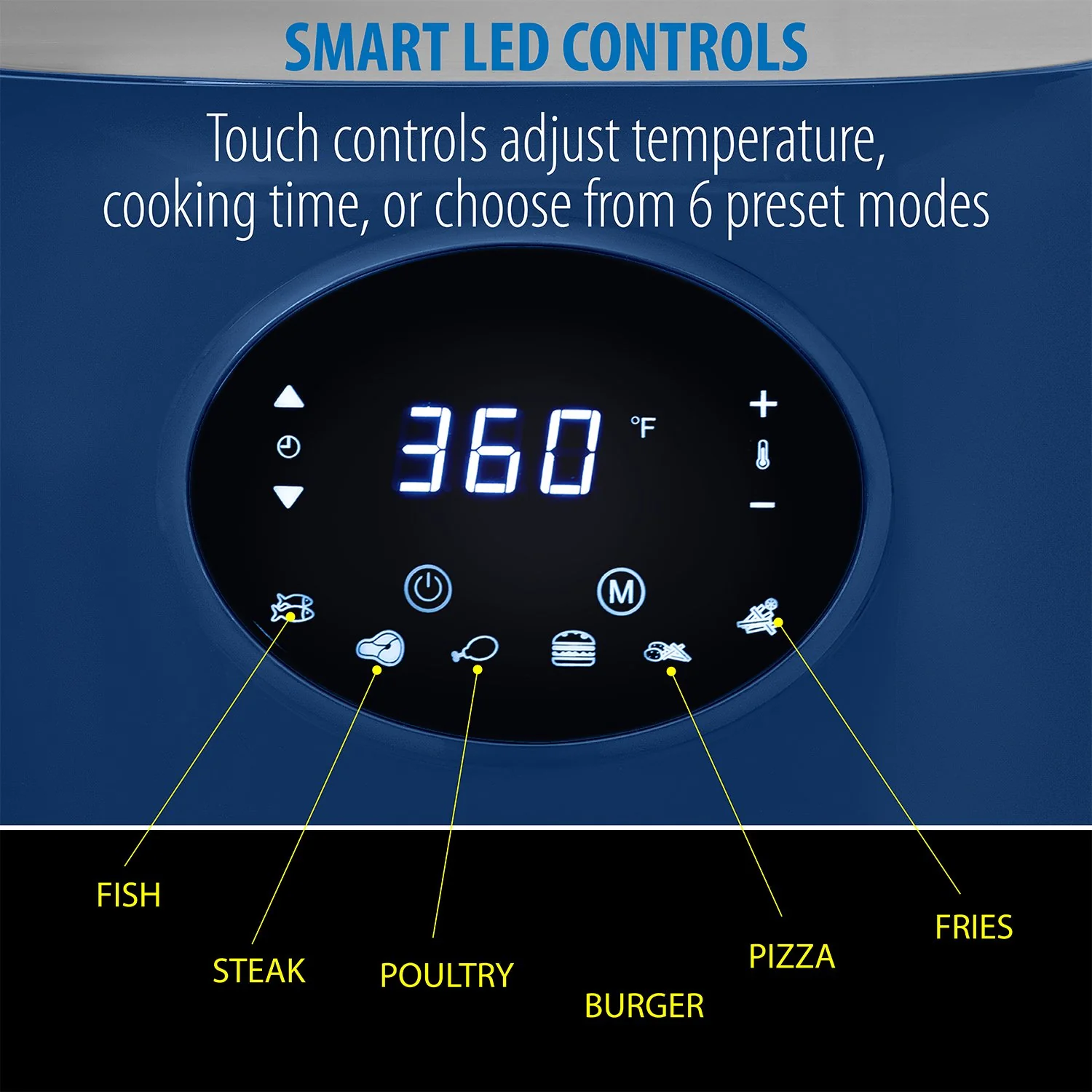 Deco Chef 3.7QT Digital Air Fryer with 6 Cooking Presets, Dishwasher Safe Basket, Blue - Image 10
