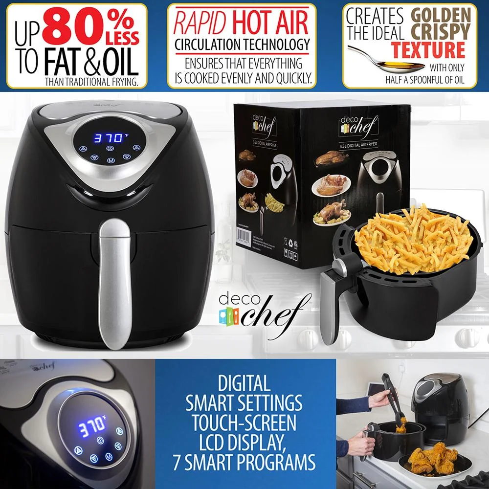 Deco Chef 3.7QT Electric Oil-Free Digital Air Fryer for Healthy Frying - Open Box - Image 5