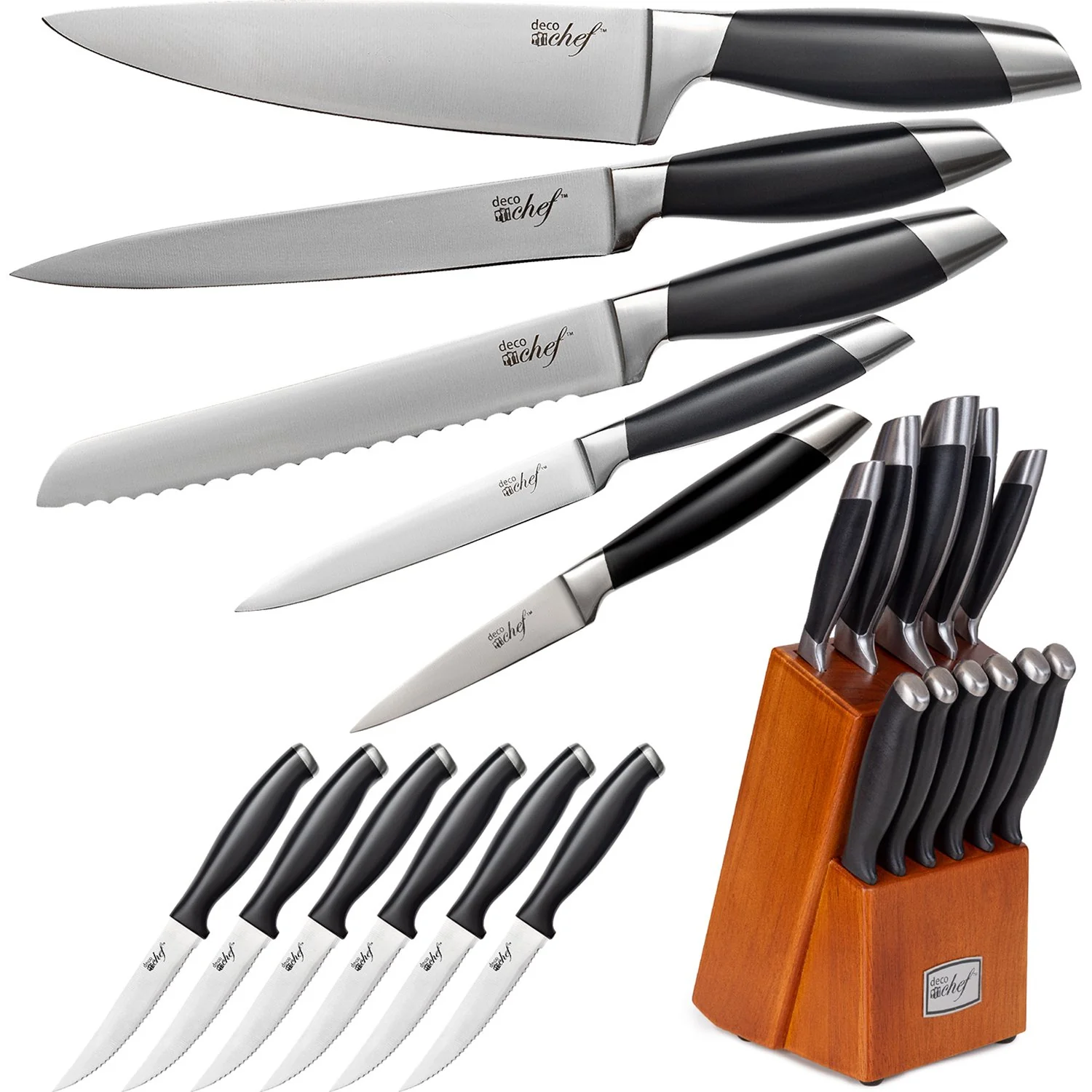 Deco Chef 3.7QT Electric Oil-Free Digital Air Fryer, Red + Deco Chef 12-Piece Knife Set - Image 9