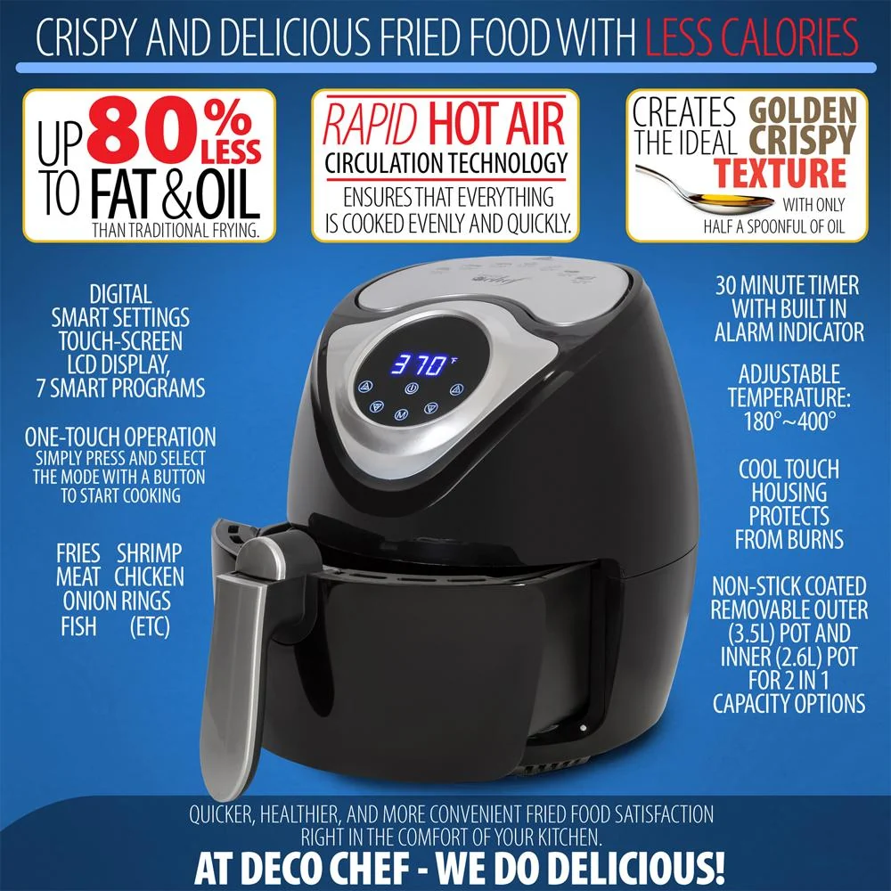 Deco Chef 3.7QT Electric Oil-Free Digital Air Fryer w/ Oven Mitt and Spice Mill - Image 15