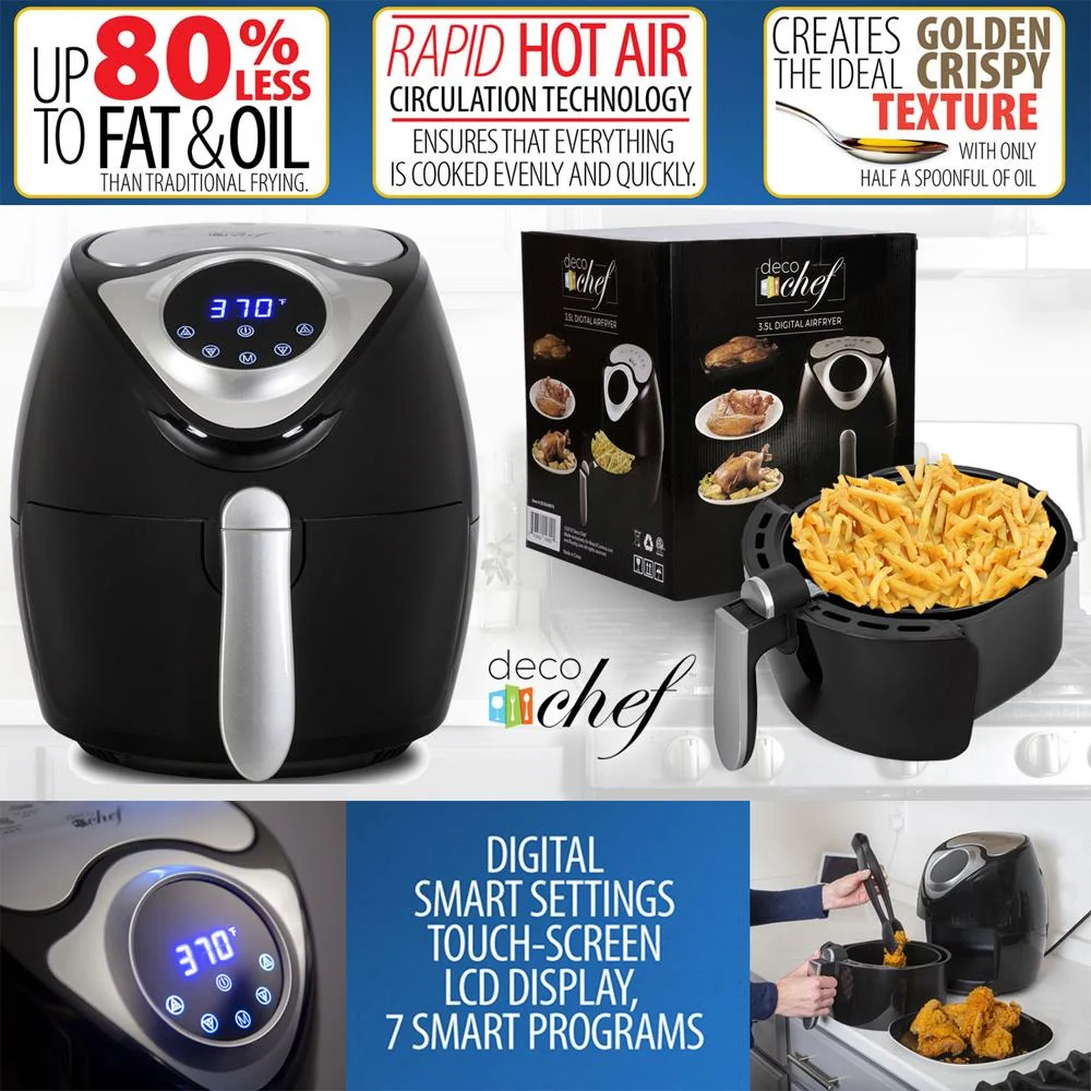Deco Chef 3.7QT Electric Oil-Free Digital Air Fryer w/ Oven Mitt and Spice Mill - Image 16