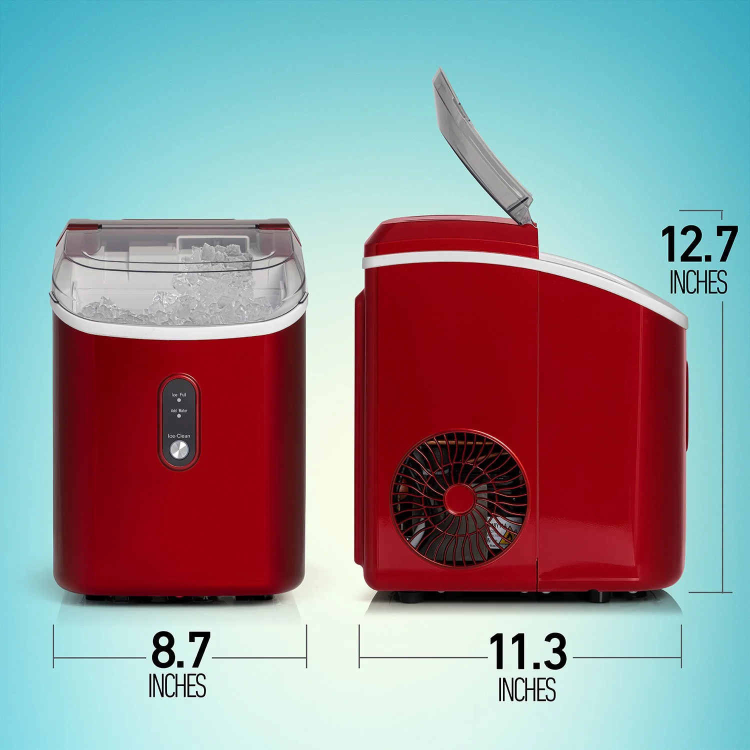 Deco Chef 33LB Nugget Ice Maker, 1-Press Auto Operation, Self-Cleaning, Red Stainless - Image 6
