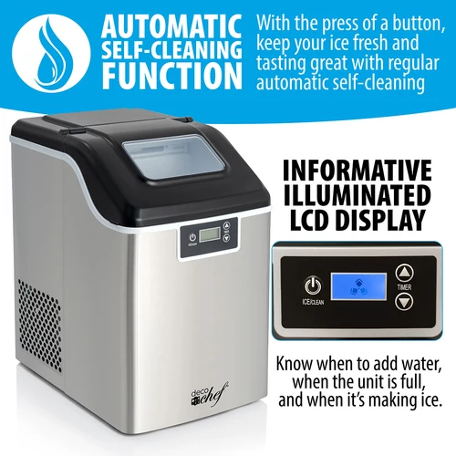 Deco Chef 44LB Countertop Nugget Ice Maker, 2.6LB Auto-Renew Basket 1.8LB/Hour, Stainless - Image 6
