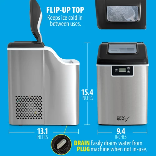 Deco Chef 44LB Countertop Nugget Ice Maker, 2.6LB Auto-Renew Basket 1.8LB/Hour, Stainless - Image 7