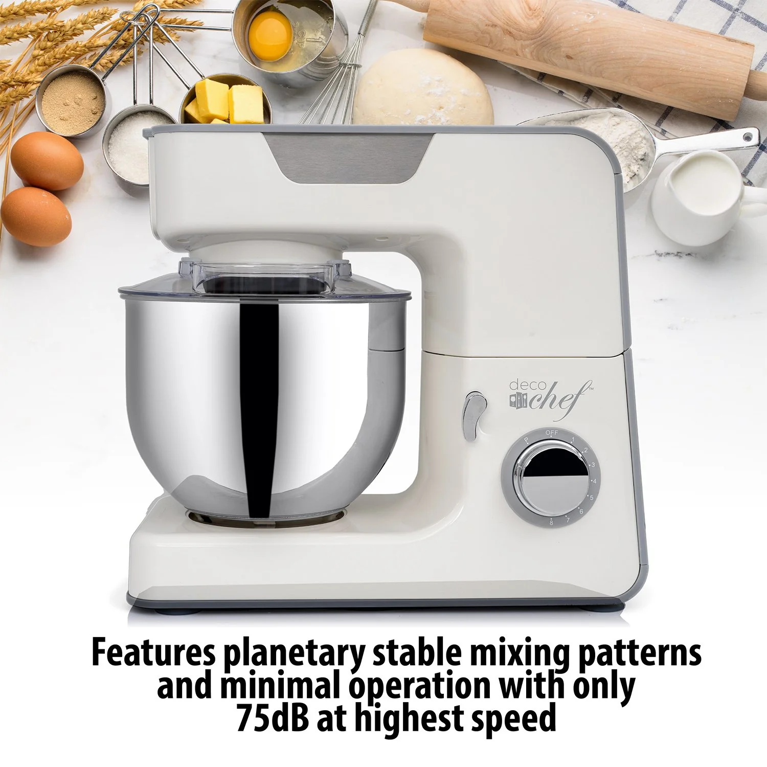 Deco Chef 5.5 QT Kitchen Stand Mixer, 8-Speed Motor + Bonus Deco Chef 12 Piece Knife Set - Image 8