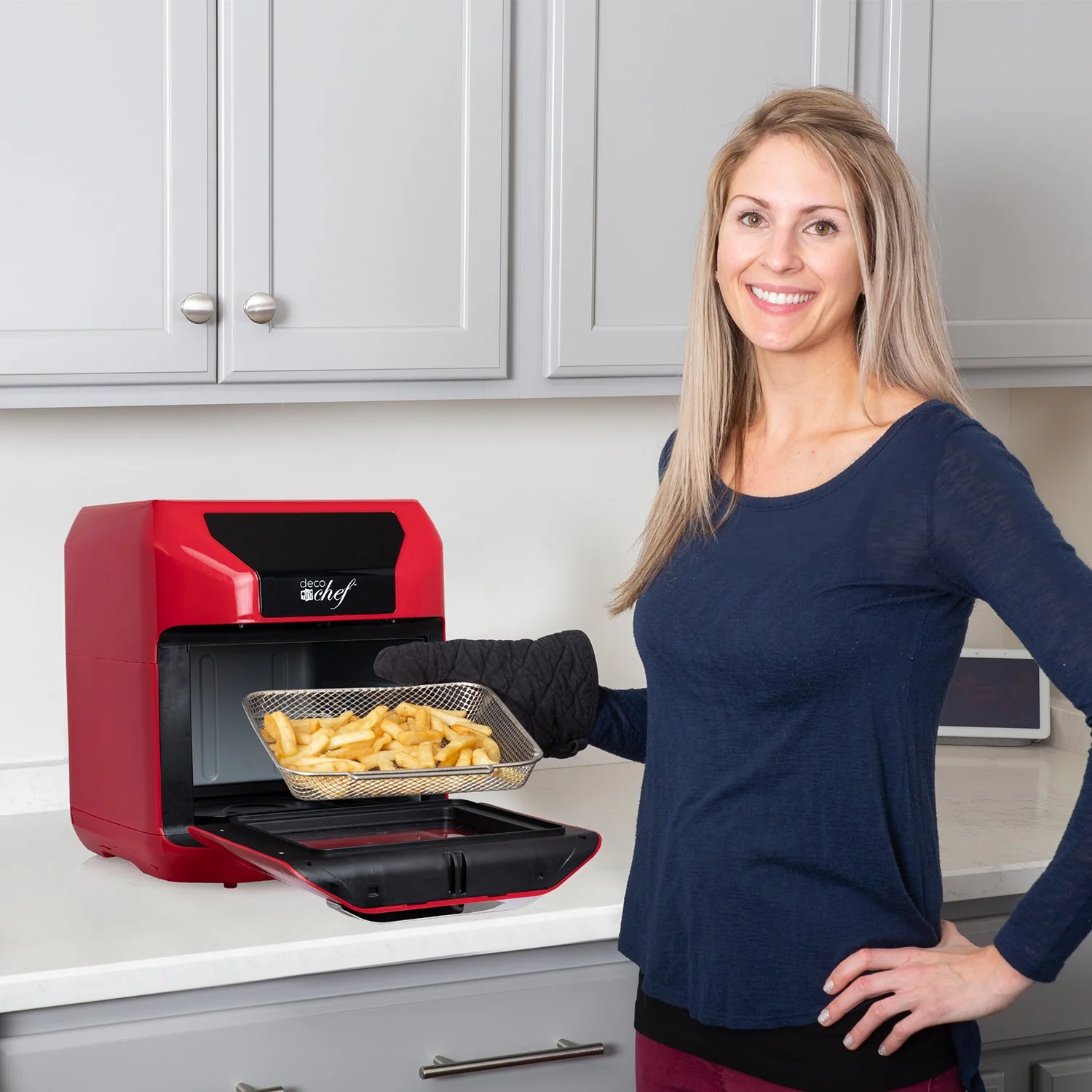 Deco Chef 7-in-1 Digital 10.5QT Air Fryer Convection Oven with Simple Touch Display, Red - Image 2