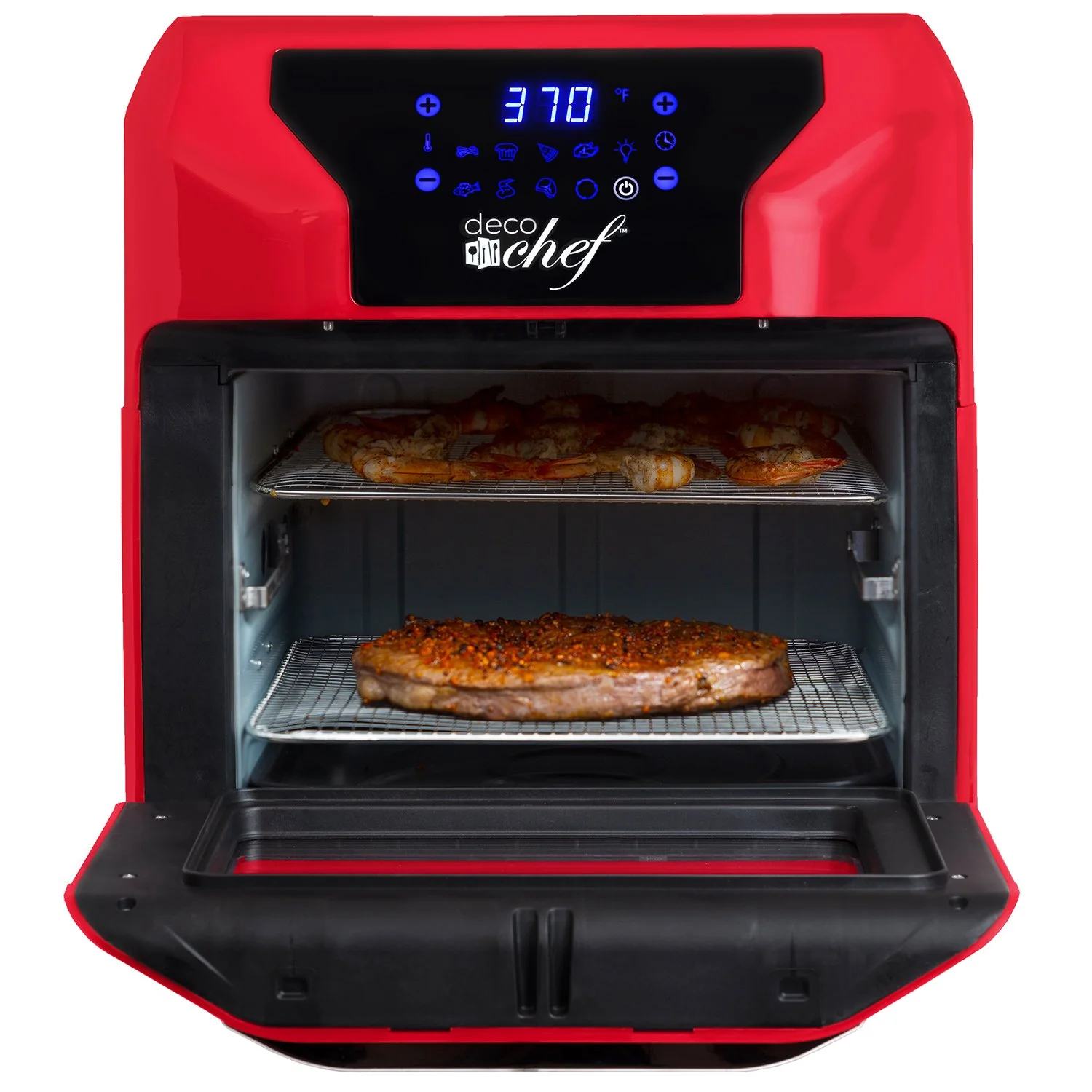 Deco Chef 7-in-1 Digital 10.5QT Air Fryer Convection Oven with Simple Touch Display, Red - Image 7
