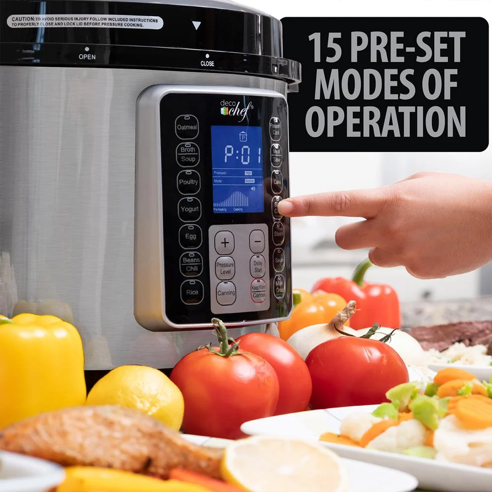 Deco Chef 8QT 10-in-1 Pressure & Slow Cooker, Multi-Modes Steel Open Box - Image 11