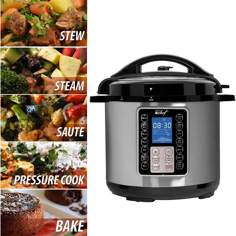 Deco Chef 8QT 10-in-1 Pressure & Slow Cooker, Multi-Modes Steel Open Box - Image 2