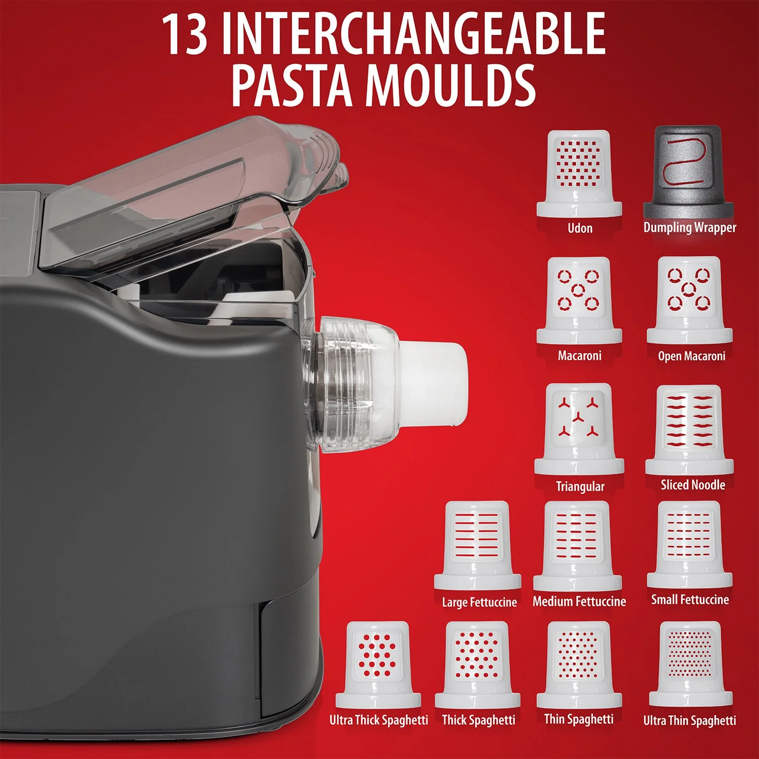 Deco Chef Automatic Pasta Maker, 13 Pasta Types, Ready in 15 Minutes, Dishwasher Safe - Image 5